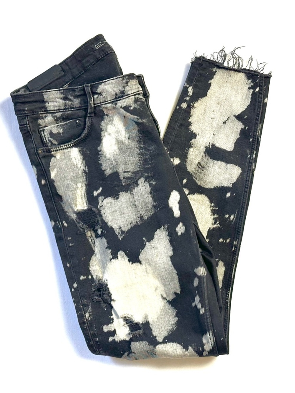 Zara Trafaluc Denimwear Women’s Skinny Jeans in Black & Bleach Size 00 - Picture 2 of 8
